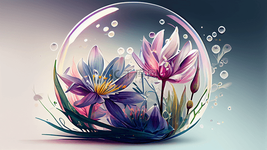 花卉圆形背景图片_花卉气泡创意插画背景