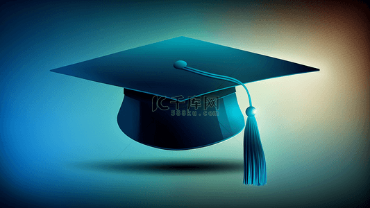 蓝色大学背景图片_蓝色学士帽毕业季背景