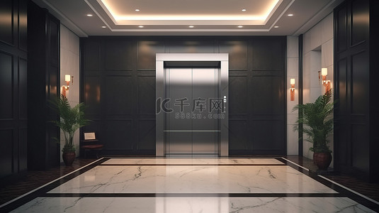 载客电梯背景图片_当代金属电梯的 3D 渲染设计理念