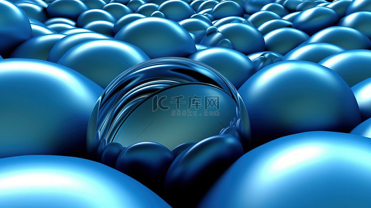 背景图抽象 3d 蓝色球体水平