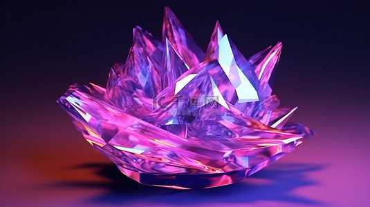 水晶图形背景图片_迷人的紫罗兰色玻璃抽象水晶 3D 插图和渲染