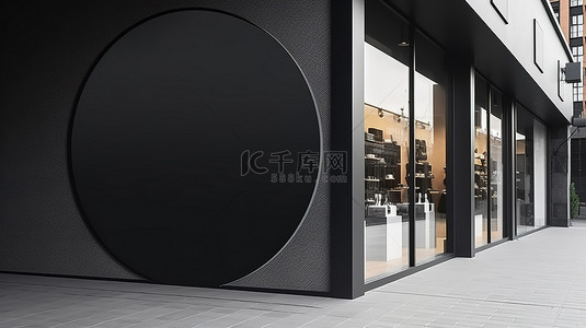 店面租赁背景图片_带有店面标牌的白色背景上的孤立 3d 空白圆圈模型