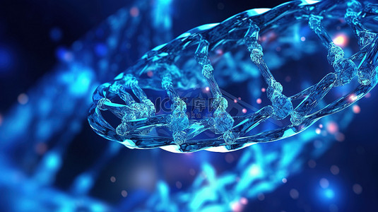 蓝色 DNA 螺旋医学分子结构的 3D 插图