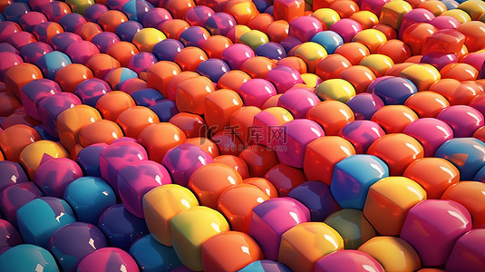 颜色鲜艳的图形背景图片_抽象插图中色彩鲜艳的 3D 形状立方体球和圆柱体