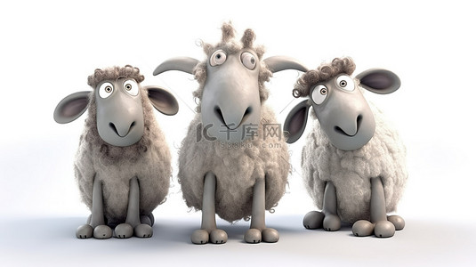 可爱的羊卡通背景图片_3D 图形中的幽默羔羊