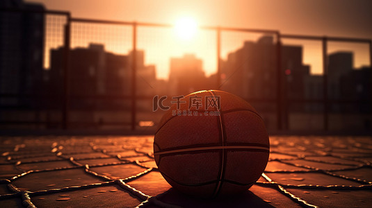 3d渲染背景下的青少年夏季篮球比赛