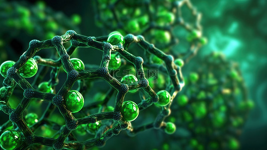 郁郁葱葱的绿色细胞洞察生物医学分子研究 3D 渲染