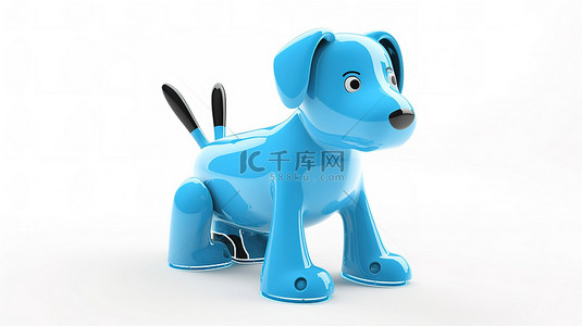 白色背景与蓝色 wi fi 标志机器狗的 3d 渲染