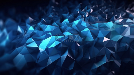 渐变马赛克背景图片_创新商业设计3D渲染蓝色马赛克多边形背景