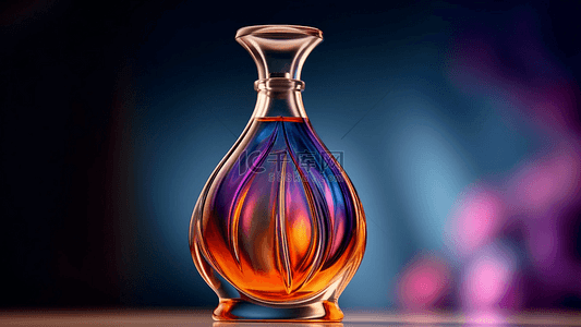 漂亮的香水瓶背景图片_香水橙紫色简约背景