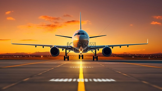 融资创业计划书背景图片_机场出发 3D 渲染和飞机翱翔天空的插图