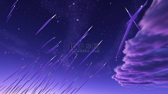 晚安晚安背景图片_薰衣草紫天空异想天开的卡通流星 3D 渲染