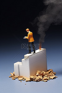 芙蓉王香烟盒背景图片_拿着香烟的商人微型雕像