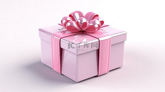 白色背景与粉红色礼物的 3d 渲染
