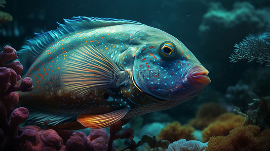 鱼海洋背景图片_海底蓝色生物