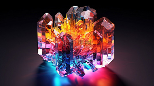充满活力的水晶石英电池的 3D 渲染