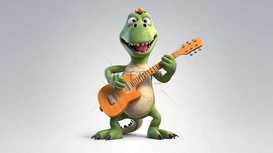 弹奏背景图片_有趣的吉他弹奏 3d 恐龙角色