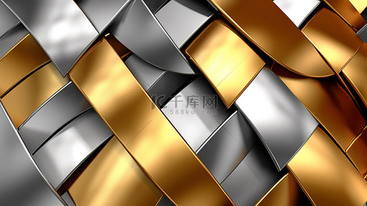 拉丝金属背景背景图片_金银和青铜收藏中金属背景的三维渲染