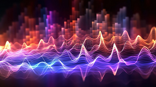 科技电波背景图片_充满活力的几何抽象 3d 渲染的声波和电波