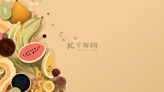 黄色果蔬背景图片_食物边框背景海报