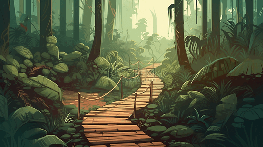 森林里的木栈桥