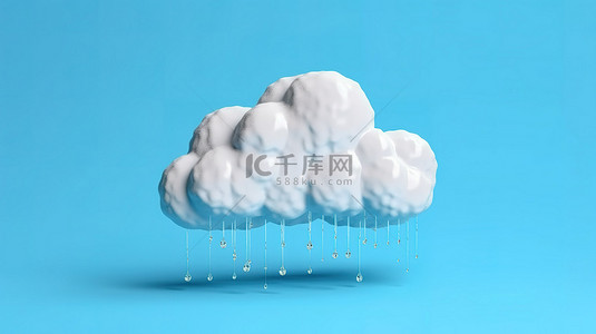 自然主义 3D 雨云飘过宁静的蓝色背景