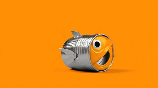 下单抽奖背景图片_橙色背景下单色金枪鱼罐头的 3d 渲染