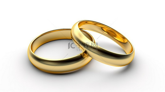 散文诗二首背景图片_白色背景上互锁金结婚戒指的 3D 渲染
