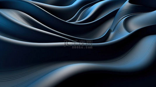 运动……背景图片_波背景中具有平行线的扭曲塑料波的 3d 插图