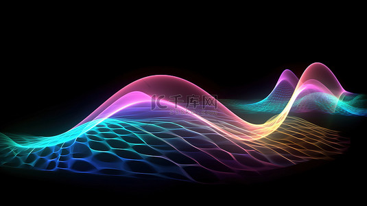 金纹线背景图片_激光发射曲线运动背景的 3D 插图