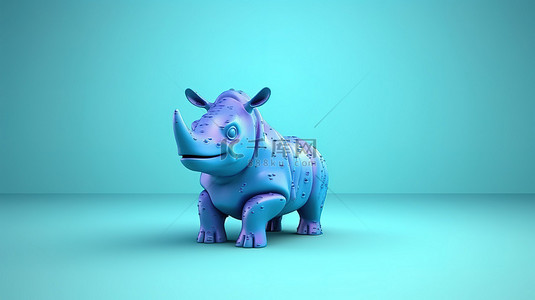 犀牛和犀牛鸟背景图片_异想天开的犀牛 3D 有趣的插图