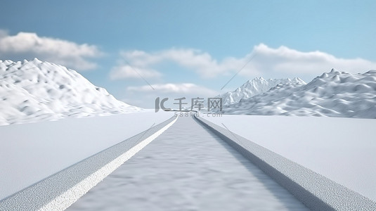雪路3D插画雪地爱好者理想的​​旅行度假背景