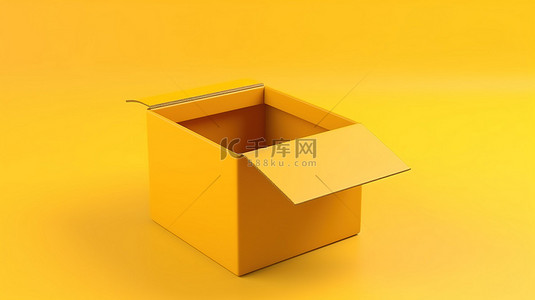 服务内容背景图片_黄色背景下没有内容的卡通风格盒子的 3D 插图
