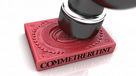 商务沟通背景图片_我们对 3D 橡皮戳的承诺的白色背景打印