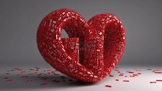 爱情情话背景图片_情人节那天，情话被制作成心形 3D 渲染