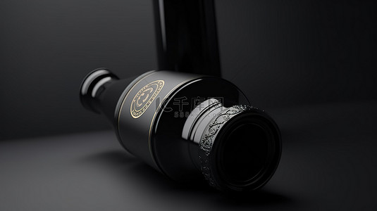 时尚奢侈品背景图片_时尚黑瓶样机的 3D 渲染