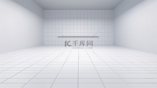 深圳大楼背景图片_营销模型是一个空的展览空间，带有 3D 渲染背景和瓷砖地板，非常适合举办活动
