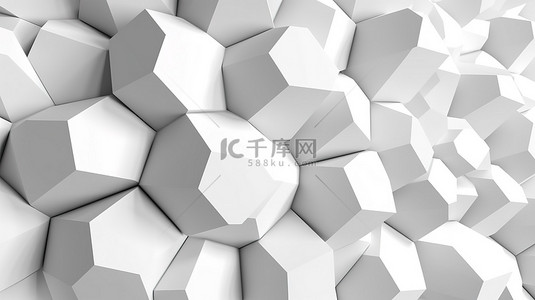 十六角形背景图片_白色背景六角形抽象纸的 3d 渲染