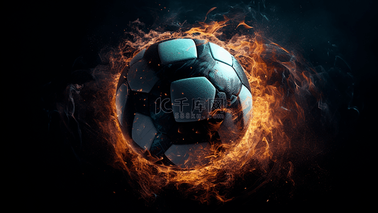 火焰足球背景图片_火焰燃烧电流烟雾足球广告背景