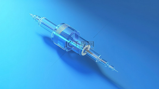 注射治疗背景图片_柔和蓝色背景下医疗注射针的 3D 渲染