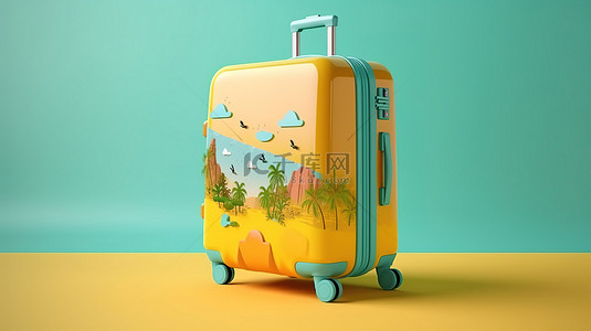 为您的下一个假期提供行李模型的 3D 插图