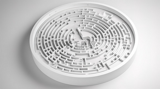 箭头的道路背景图片_白色圆形迷宫的顶视图 3D 渲染
