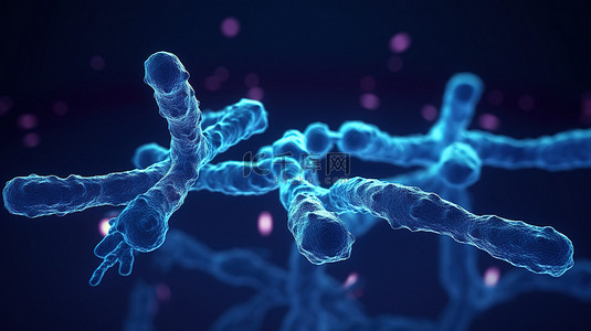 基因科学医疗背景图片_蓝色染色体科学的 3d 概念化