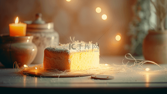 蛋糕生日蜡烛背景图片_甜点长崎蜂蜜蛋糕可爱背景