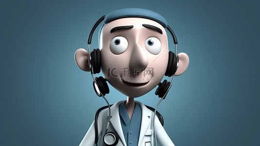 医疗专业人员使用听诊器仔细聆听 3d