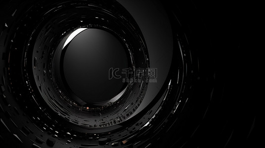 3d 渲染中带圆圈的黑色抽象背景