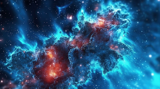 该星系中高温蓝色恒星的 3D 渲染