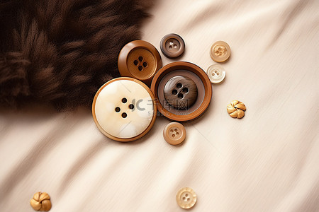 毛皮地毯表面有不同类型的纽扣
