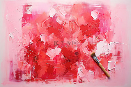 红色的刷子背景图片_红色和粉色丙烯颜料