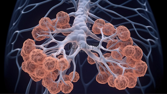 实施路径背景图片_肺部肺泡的包含剪切路径 3D 渲染